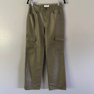 TGLA Olive Green Vegan Leather Cargo‎ Pants SZ 28